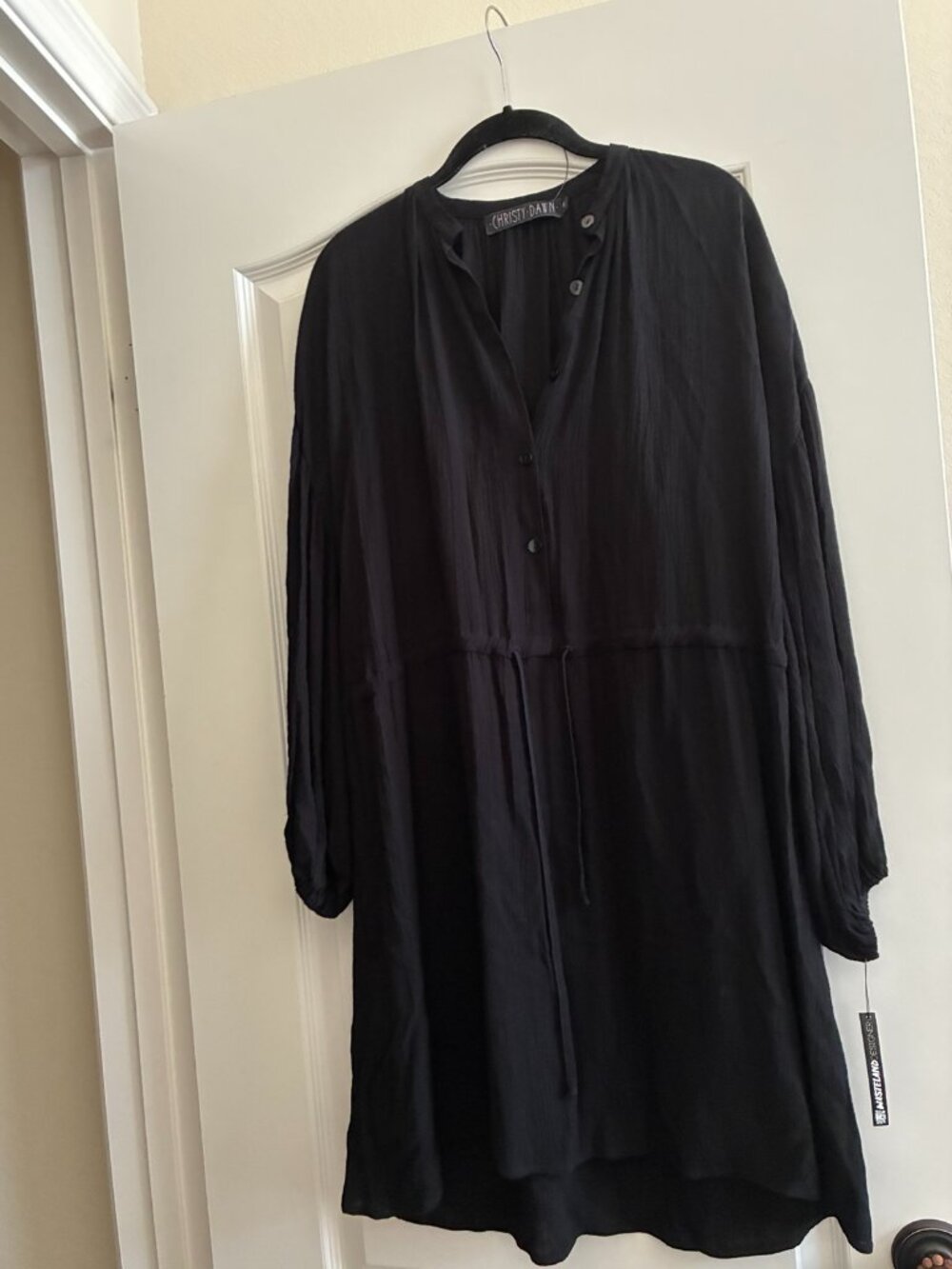 Christy Dawn Black Dawn Dress Long Sleeve Midi Drawstring Small